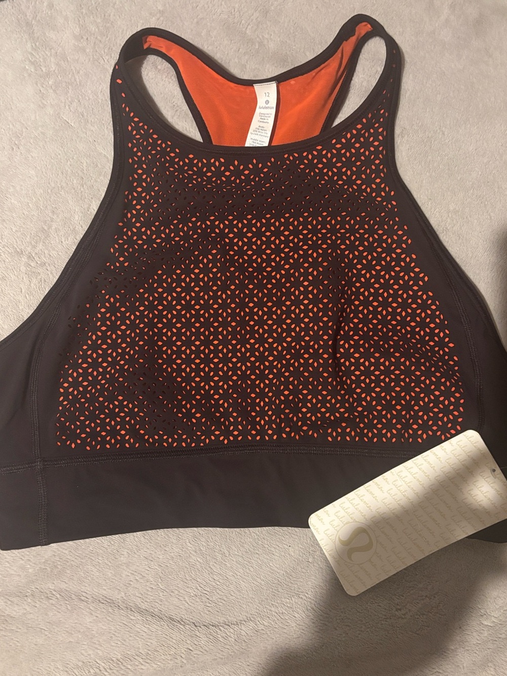 Lululemon Get Your Peek On Bra Deep Phantom / Red Orange Size 12